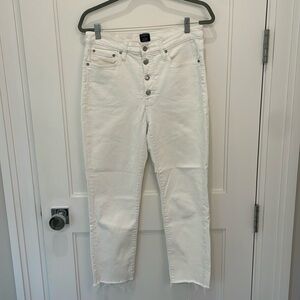 J. Crew High Rise Vintage Straight White Denim Jeans Button Fly